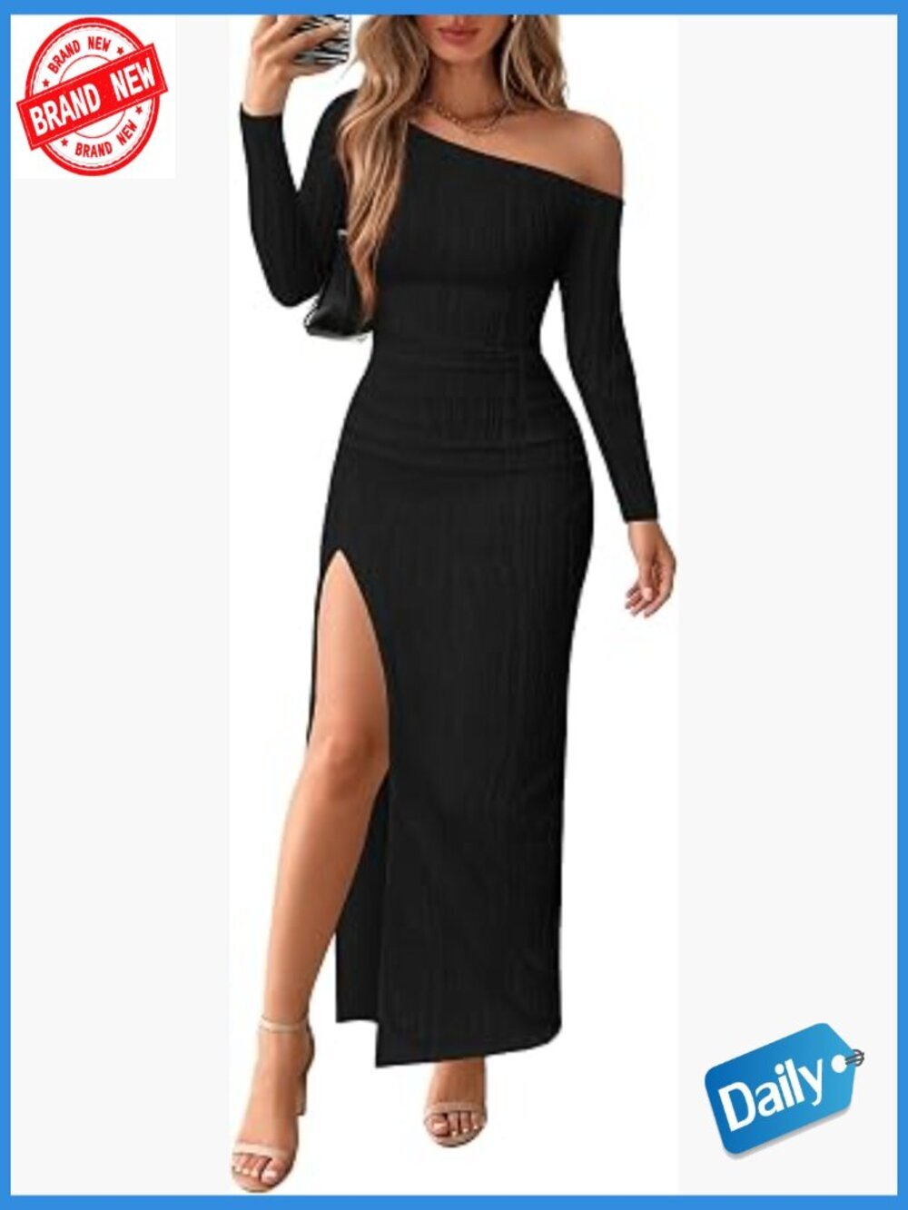 Off Shoulder Bodycon Maxi Dress Long Sleeve Cocktail Fall